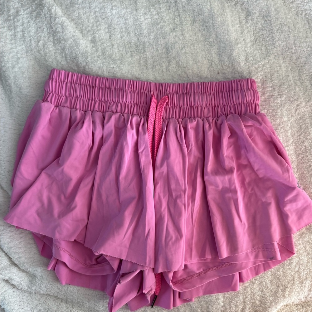 Women's Luogongzi Shorts 2 In 1 Flowy Running Shorts - Hot Pink - S